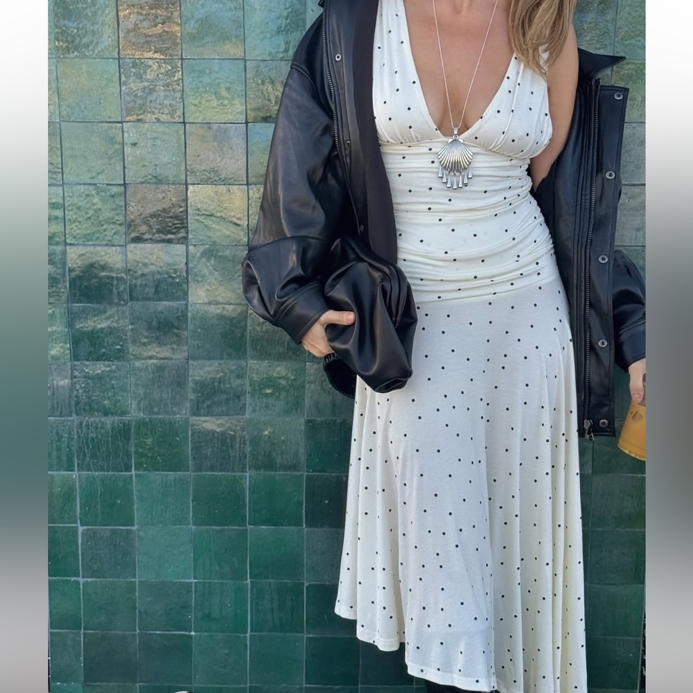 White Polka Dot asymmetrical Dress